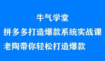 牛气学堂拼多多打造爆款系统实战课，老陶带你轻松打造爆款-知墨网