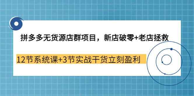 拼多多无货源店群项目，新店破零 老店拯救 12节系统课 3节实战干货立刻盈利-知墨网