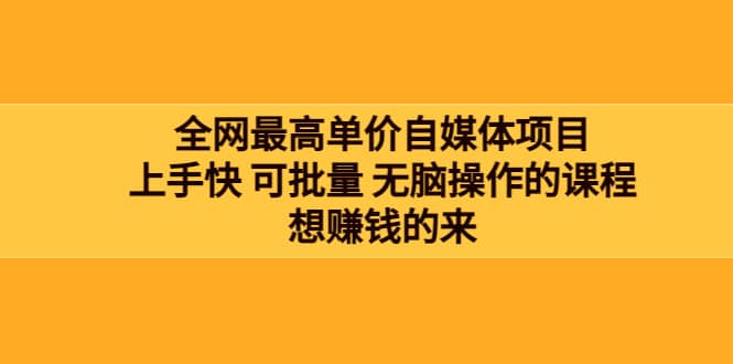 全网最单高价自媒体项目：上手快 可批量 无脑操作的课程，想赚钱的来-知墨网