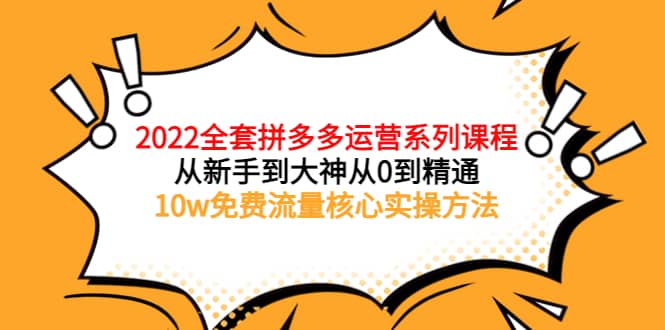 2022全套拼多多运营课程，从新手到大神从0到精通，10w免费流量核心实操方法-知墨网