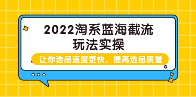 2022淘系蓝海截流玩法实操：让你选品速度更快，提高选品质量（价值599）-知墨网