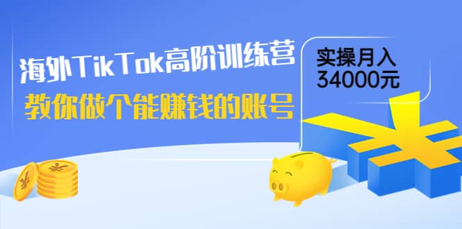 海外TikTok高阶训练营：教你做个能赚钱的账号，实操月入34000元！-知墨网