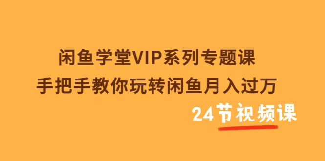 闲鱼学堂VIP系列专题课：手把手教你玩转闲鱼月入过万（共24节视频课）-知墨网