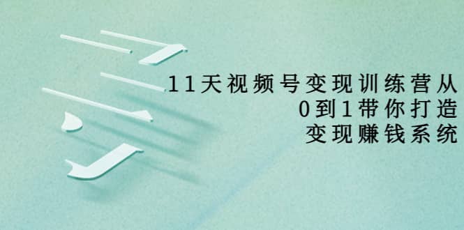 好望角·11天视频号变现训练营，从0到1打造变现赚钱系统（价值398）-知墨网