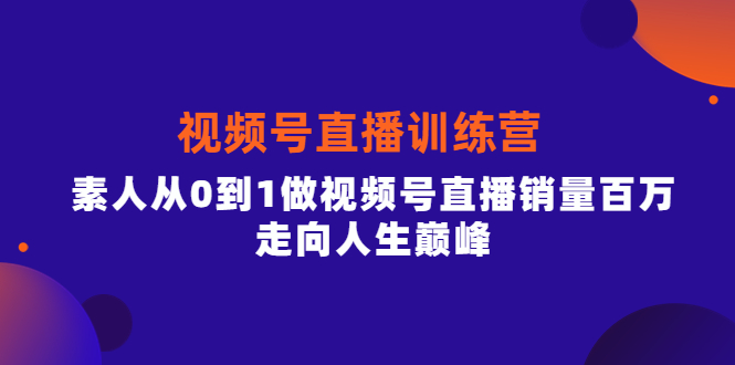 视频号直播训练营，素人从0到1做视频号直播销量百万，走向人生巅峰-知墨网