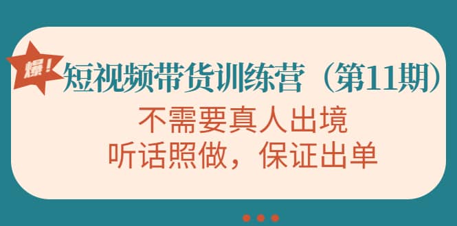 短视频带货训练营（第11期），不需要真人出境，听话照做，保证出单-知墨网