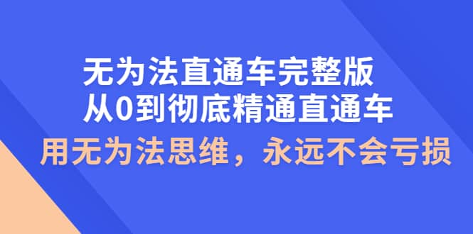 无为法直通车完整版：从0到彻底精通直通车，用无为法思维，永远不会亏损-知墨网