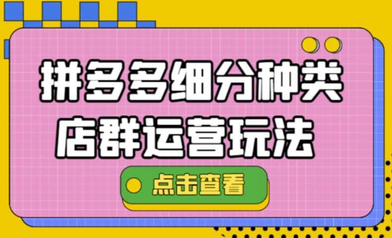 拼多多细分种类店群运营玩法3.0，11月最新玩法，小白也可以操作-知墨网