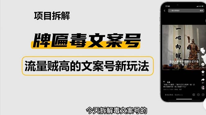 2023抖音快手毒文案新玩法，牌匾文案号，起号快易变现-知墨网