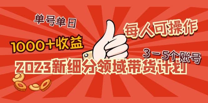 2023新细分领域带货计划：单号单日1000 收益不难，每人可操作3-5个账号-知墨网