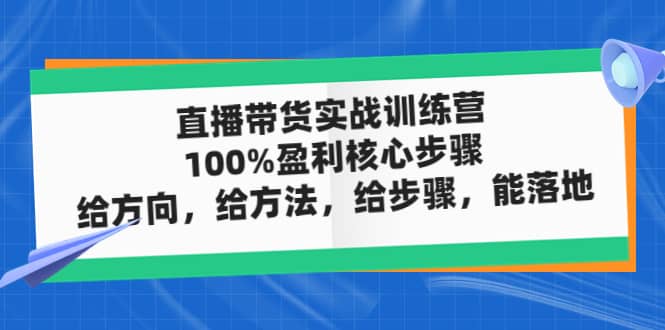 直播带货实战训练营：100%盈利核心步骤，给方向，给方法，给步骤，能落地-知墨网