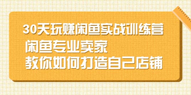 30天玩赚闲鱼实战训练营，闲鱼专业卖家教你如何打造自己店铺-知墨网