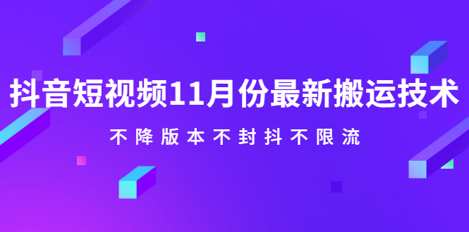 抖音短视频11月份最新搬运技术，不降版本不封抖不限流！【视频课程】-知墨网