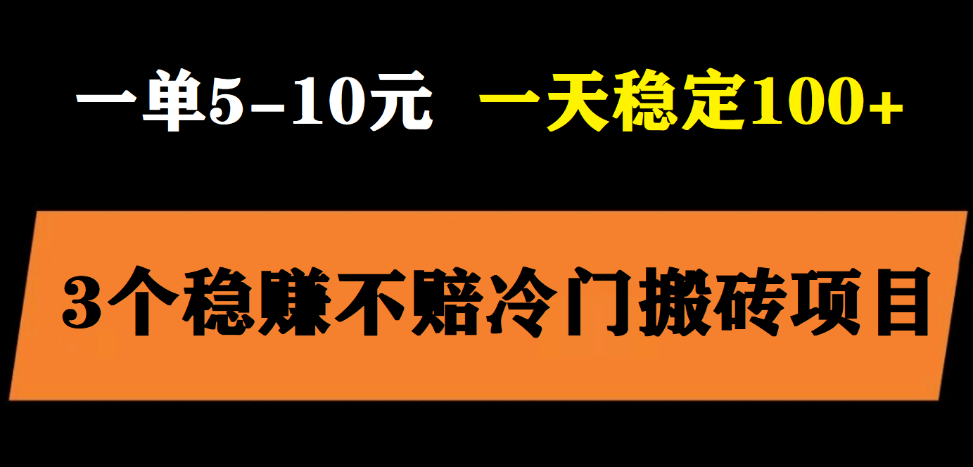 3个最新稳定的冷门搬砖项目，小白无脑照抄当日变现日入过百-知墨网