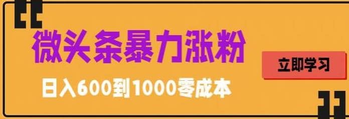 微头条暴力涨粉技巧搬运文案就能涨几万粉丝，简单0成本，日赚600-知墨网