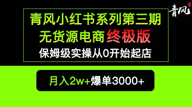 小红书无货源电商爆单终极版【视频教程 实战手册】保姆级实操从0起店爆单-知墨网