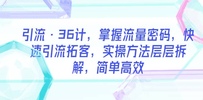 引流·36计，掌握流量密码，快速引流拓客，实操方法层层拆解，简单高效-知墨网