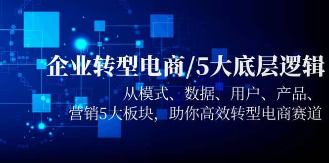 企业转型电商/5大底层逻辑，从模式 数据 用户 产品 营销5大板块，高效转型-知墨网