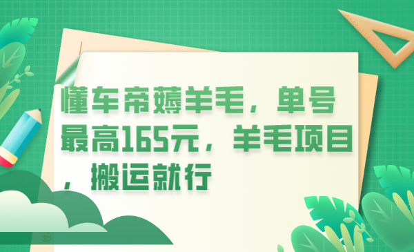 懂车帝薅羊毛，单号最高165元，羊毛项目，搬运就行-知墨网