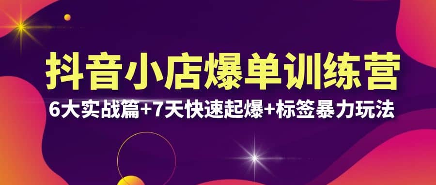 抖音小店爆单训练营VIP线下课：6大实战篇+7天快速起爆+标签暴力玩法(32节)-知墨网