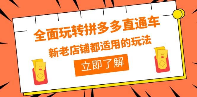 全面玩转拼多多直通车，新老店铺都适用的玩法（12节精华课）-知墨网