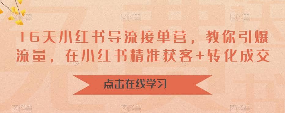 16天-小红书 导流接单营，教你引爆流量，在小红书精准获客 转化成交-知墨网