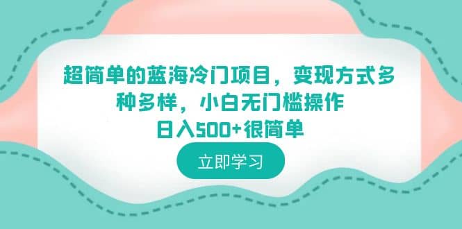 超简单的蓝海冷门项目，变现方式多种多样，小白无门槛操作日入500+很简单-知墨网