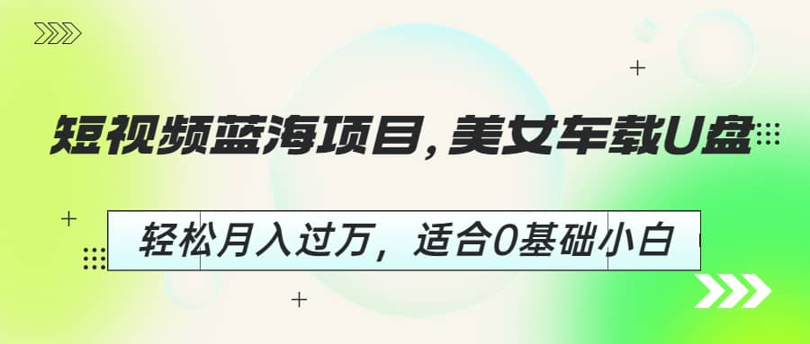 短视频蓝海项目，美女车载U盘，轻松月入过万，适合0基础小白-知墨网