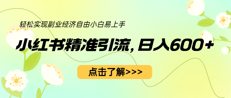 小红书精准引流，小白日入600+，轻松实现副业经济自由（教程+1153G资源）-知墨网