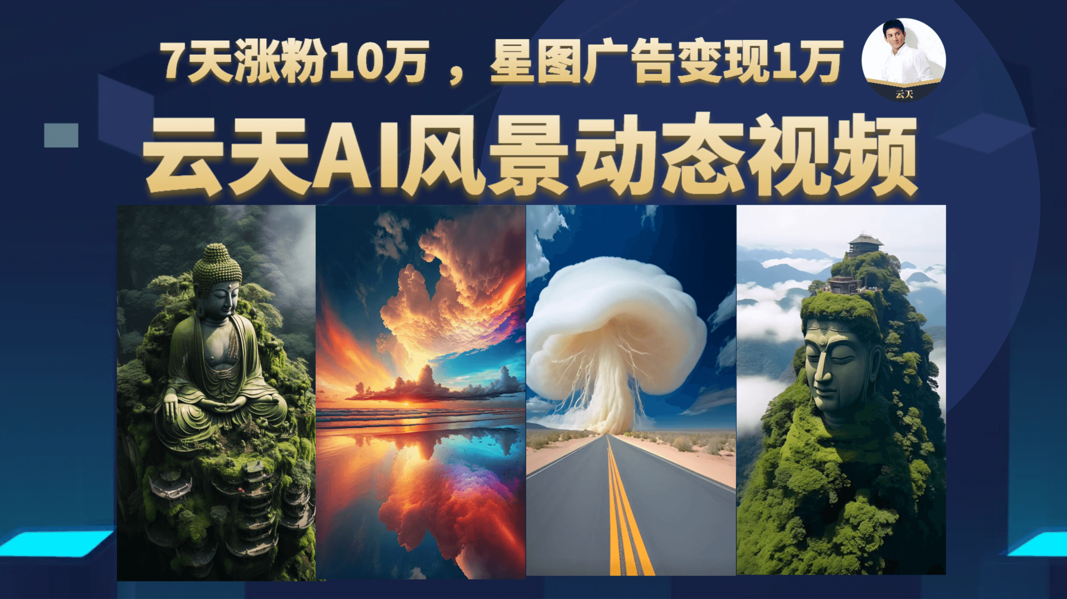 云天AI风景动图视频制作，7天涨粉10万 ，星图广告变现1万-知墨网