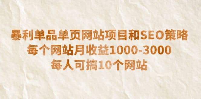 暴利单品单页网站项目和SEO策略 每个网站月收益1000-3000 每人可搞10个-知墨网