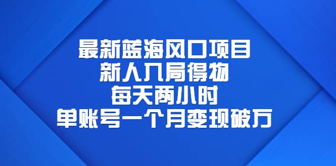 最新蓝海风口项目，新人入局得物，每天两小时，单账号一个月变现破万-知墨网