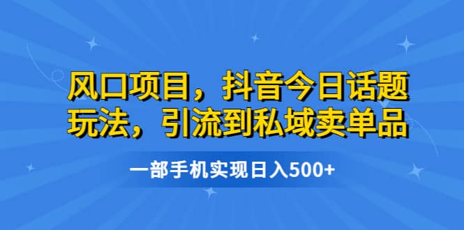 风口项目，抖音今日话题玩法，引流到私域卖单品，一部手机实现日入500+-知墨网