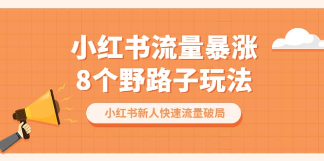 小红书流量-暴涨8个野路子玩法：小红书新人快速流量破局（8节课）-知墨网