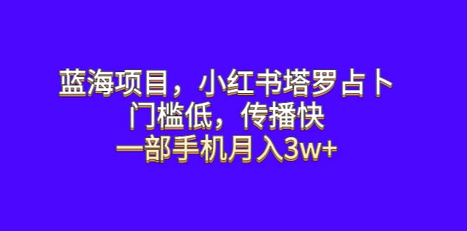 蓝海项目，小红书塔罗占卜，门槛低，传播快，一部手机月入3w-知墨网