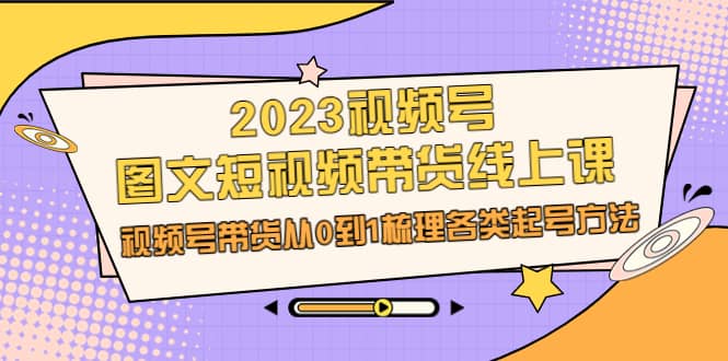 2023视频号-图文短视频带货线上课，视频号带货从0到1梳理各类起号方法-知墨网