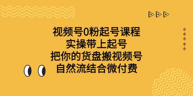 视频号0粉起号课程 实操带上起号 把你的货盘搬视频号 自然流结合微付费-知墨网