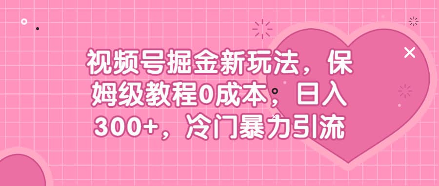 视频号掘金新玩法，保姆级教程0成本，日入300+，冷门暴力引流-知墨网