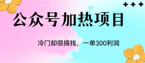 冷门公众号加热项目，一单利润300+-知墨网