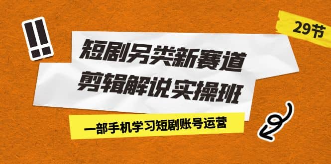 短剧另类新赛道剪辑解说实操班：一部手机学习短剧账号运营（29节 价值500）-知墨网