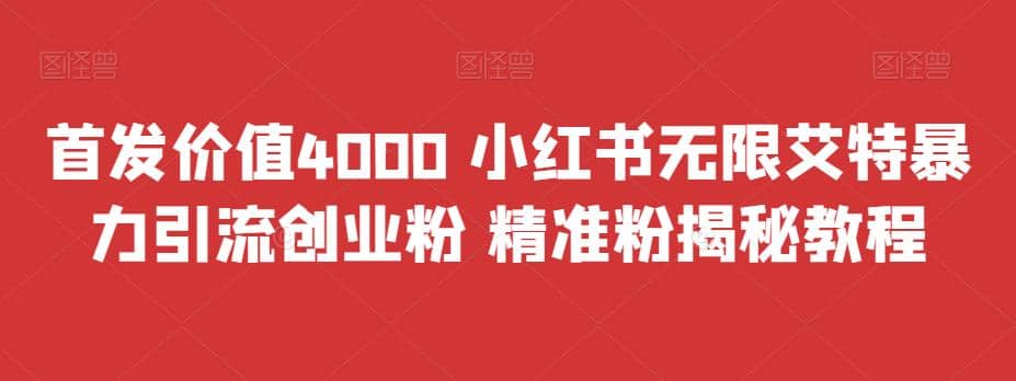 首发价值4000 小红书无限艾特暴力引流创业粉 精准粉揭秘教程-知墨网