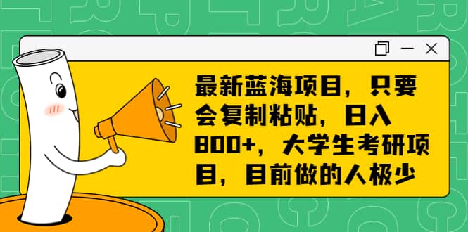 最新蓝海项目，只要会复制粘贴，日入800 ，大学生考研项目，目前做的人极少-知墨网