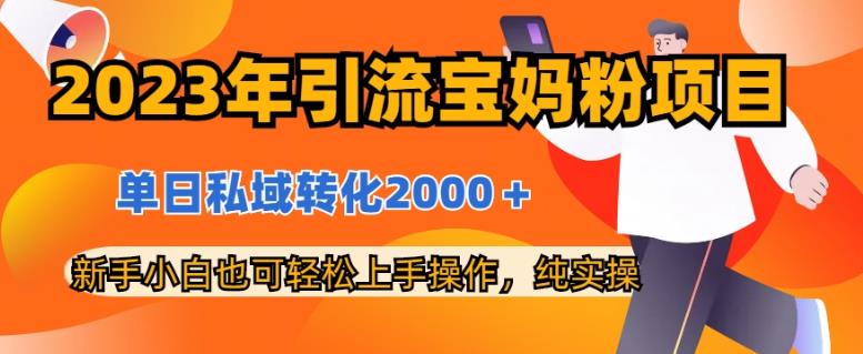 2023年引流宝妈粉项目，单日私域转化2000＋，新手小白也可轻松上手操作，纯实操-知墨网