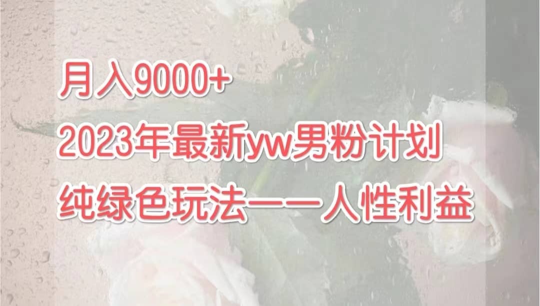 月入9000+2023年9月最新yw男粉计划绿色玩法——人性之利益-知墨网