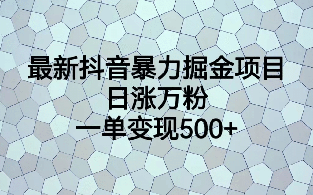 最火热的抖音暴力掘金项目，日涨万粉，多种变现方式，一单变现可达500+-知墨网