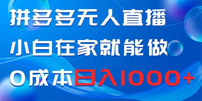 拼多多无人直播，小白在家就能做，0成本日入1000+-知墨网