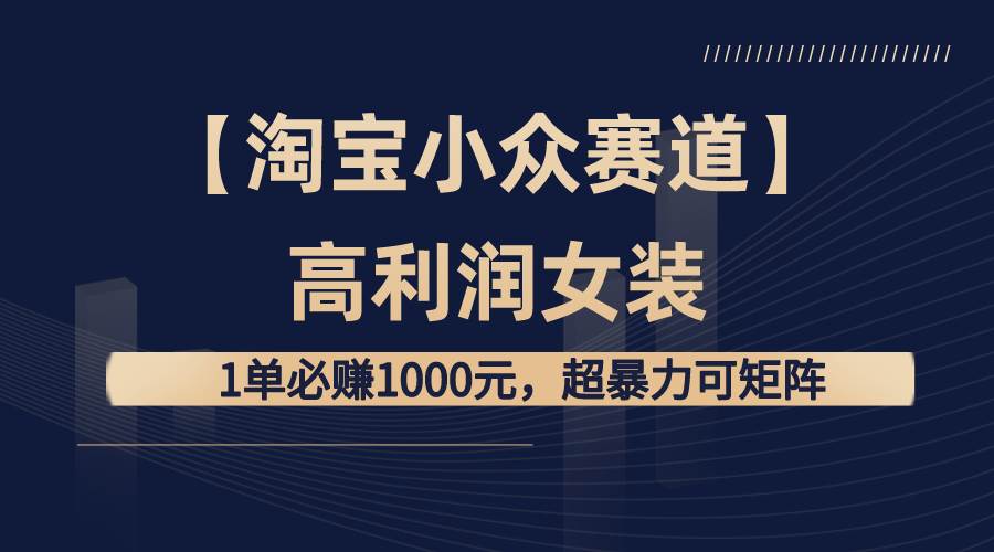 【淘宝小众赛道】高利润女装：1单必赚1000元，超暴力可矩阵-知墨网