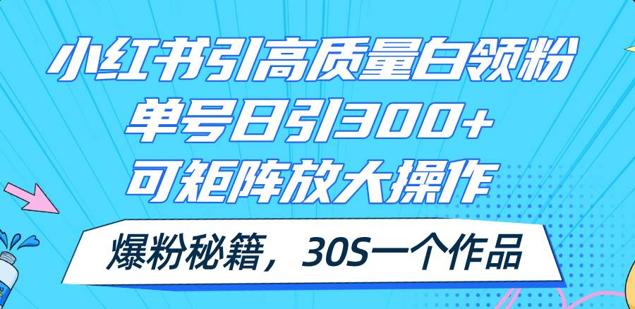 小红书引高质量白领粉，单号日引300+，可放大操作，爆粉秘籍！30s一个作品-知墨网