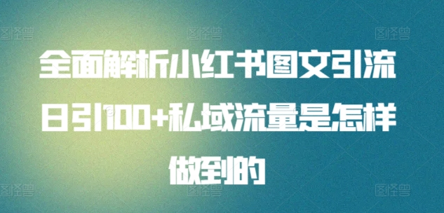 全面解析小红书图文引流日引100私域流量是怎样做到的-知墨网