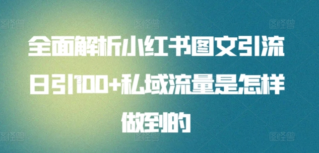 日引流100私域流量小红书图文是怎样做到的全面解析-知墨网